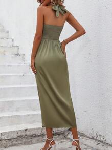 SHEIN Clasi Women's Halterneck High-Low Hem Dress