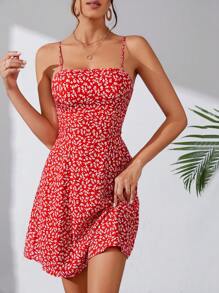 SHEIN Tall Women'S Spaghetti Strap Floral Print Sundress