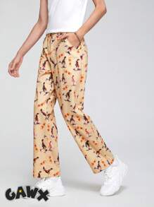 GAWX 男士字母和圖形圖形直筒褲 - 彩色 - 查看 1