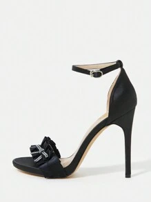SheIn SXY New Arrival Summer Rhinestone Lace Ankle Strap High Heels Sandals For Women - Black - View 2