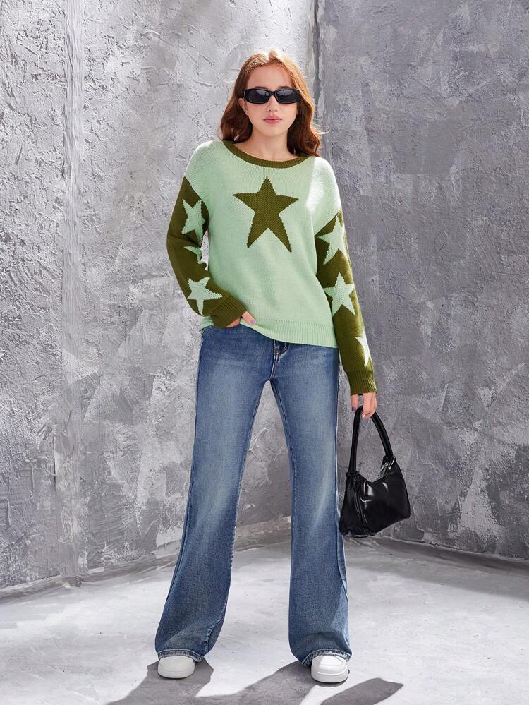 Teen Girl Star Pattern Sweater