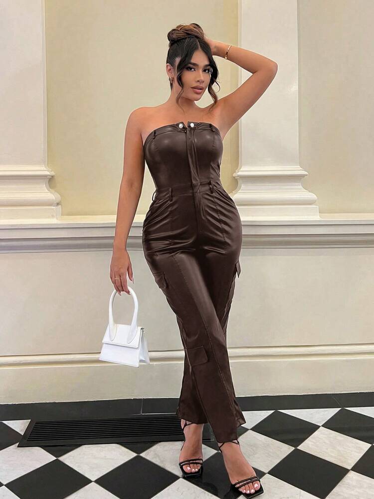 Women'S Pu Tube Jumpsuit