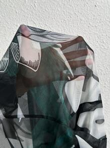 Slaydiva 大尺碼女款字母骷髏印花網布上衣 - 黑色 - 查看 6