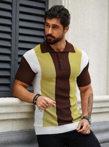 Manfinity Homme Maglia A Maglia A Manica Corta A Blocchi Di Colore Per Uomo