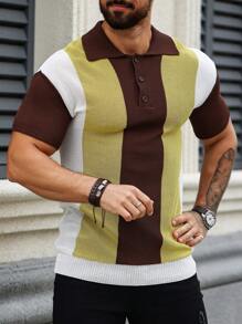 Manfinity Homme Maglia A Maglia A Manica Corta A Blocchi Di Colore Per Uomo