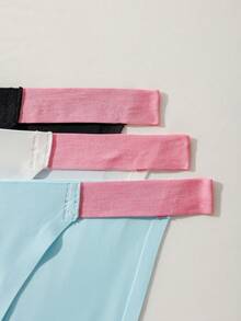 SHEIN 3 Piezas/set Bragas Triangulares Con Corte En Bloques De Color Con Letras Impresas - Multicolor - Ver 7