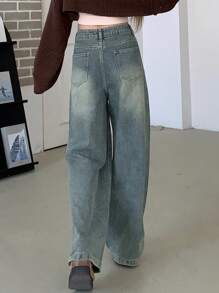 DAZY Quần Jeans Ống Rộng Cho Nữ, Quần Jeans Rộng - Màu xanh lam - Xem 3