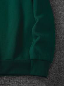 Manfinity Dauomo Men's Thermal Lined Sweatshirt With Letter Print - Dark Green - View 3