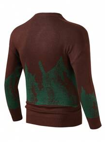 Manfinity Homme Cárdigan De Manga Larga Con Botones Para Hombre, Corte Holgado - Café integral - Ver 2