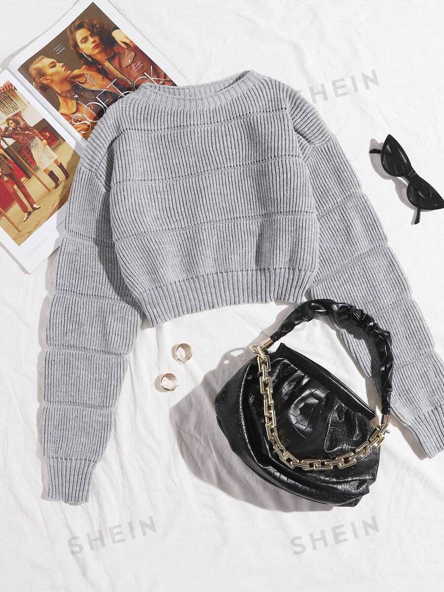 Franclia Suéter de mujer de cuello redondo, tops de manga larga