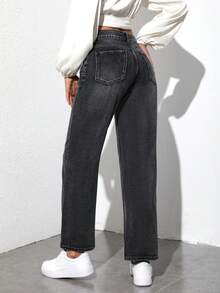 SHEIN Tall 女式直筒牛仔褲 - 灰色 - 查看 2