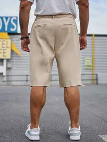 SHEIN Manfinity Homme Loose Fit Men's Solid Knee Length Shorts - Apricot - View 2