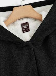 SHEIN CURVE+ Women'S Plus Size Hooded Fleece Jacket - Black - View 5