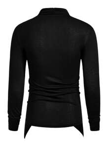 Manfinity RelaxMax Camiseta de manga larga con borde asimétrico y llana, para vacaciones