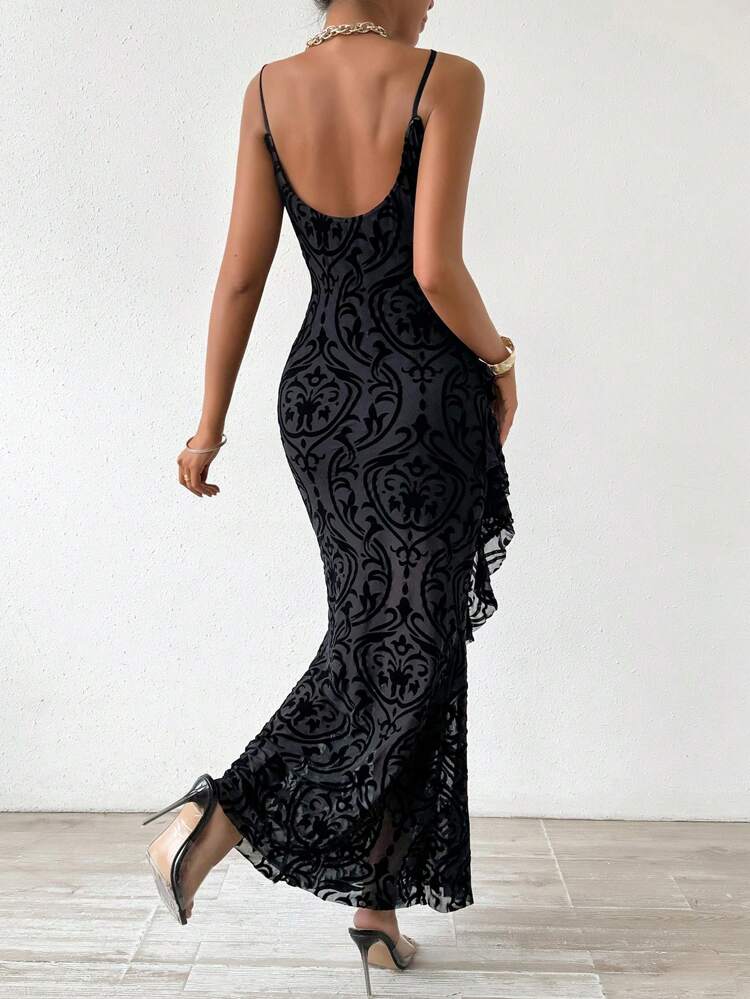 Women'S Ruffle Hem Spaghetti Strap Dress