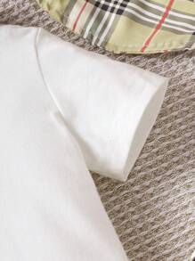 嬰兒男寶寶格紋紳士風優雅套裝 - 棕色 - 查看 4