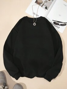 SHEIN EZwear Sudadera Con Estampado De Calavera De Mujer - Negro - Ver 2