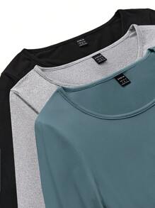 SHEIN Essnce 女款圓領長袖 T 卹 3 件套 - 彩色 - 查看 5