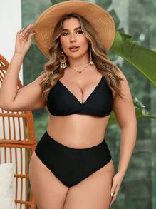 Swim Lushoire Summer Beach Plus Size Women's Solid Color Bikini Swim Bottoms