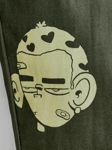 GAWX Artist Men Letter & Figure Graphic Straight Leg Pants, For Holiday, Vacation, Festival