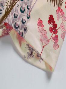 SHEIN Unity New Chinese Style Printed Dress With Buttoned Placket - Apricot - View 6