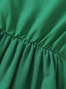 SHEIN Young Girl Summer Dress With Ruffles, Casual Fashion Ruched Dress - Dark Green - View 7