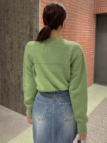 DAZY Sueter De Cuello Redondo Para Mujer - Verde - Ver 2