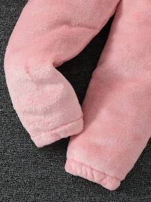 Toddler Girls' Button Up Long Sleeve And Long Pants Flannel Pajamas Set - Baby Pink - View 3