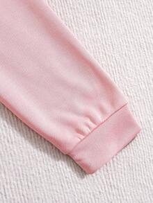 SHEIN 2 件/套 Tween 女孩卡通印花休閒連帽衫和運動褲 - 粉色 - 查看 4