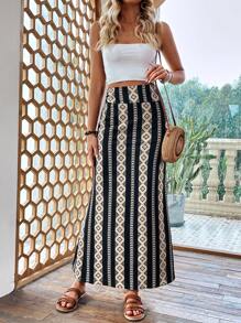 SHEIN Unity 女款幾何印花半身裙 - 彩色 - 查看 1