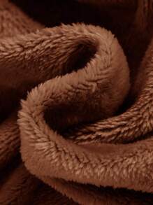 青少年針織純色雙面珊瑚絨t卹+褲子休閒家居服套裝 - 棕色 - 查看 3