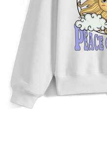 Raquel Lucena 女士圓領太陽和字母印花寬鬆運動衫 - 白色 - 查看 4