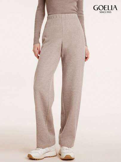 GOELIA Women's Knit Thermal Lined Thermal Pants With Ribbed Cuffs