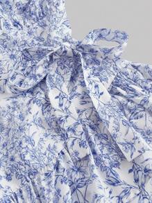 SHEIN MOD Plus Size Women Floral Printed Ruffle Hem Halter Neck Mini Dress, Summer,Beach Dress Sundress,Holiday Outfits Boho