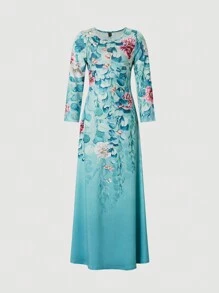 SHEIN Clasi 女士花卉印花長袖連衣裙 - 彩色 - 查看 3