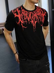 Manfinity Roghcode Áo thun nam tay ngắn in họa tiết, trang phục dạo phố, quà tặng bạn trai - màu đen - Xem 3