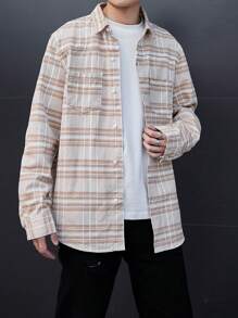 Manfinity Homme Men's Turn-down Collar Denim Shirt - Multicolor - View 1