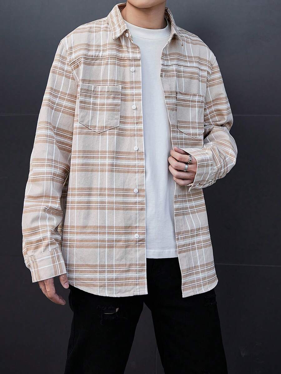 Manfinity Homme Men's Turn-down Collar Denim Shirt - Multicolor - View 1