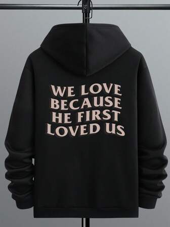 Men's Slogan Print Regular Fit Fashionable Hoodie