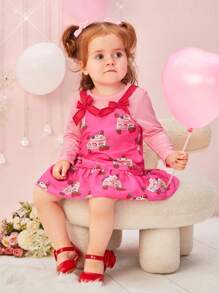 Baby Girl'S Fun & Versatile Printed Winter Outfit Set - Pink - View 4