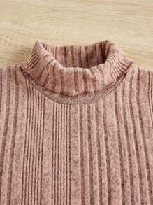 三入組青少女高領長袖條紋T卹 - 玫紅色 - 查看 4