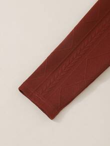 Tween 女孩純色連帽上衣和褲子套裝 - 棕色 - 查看 8