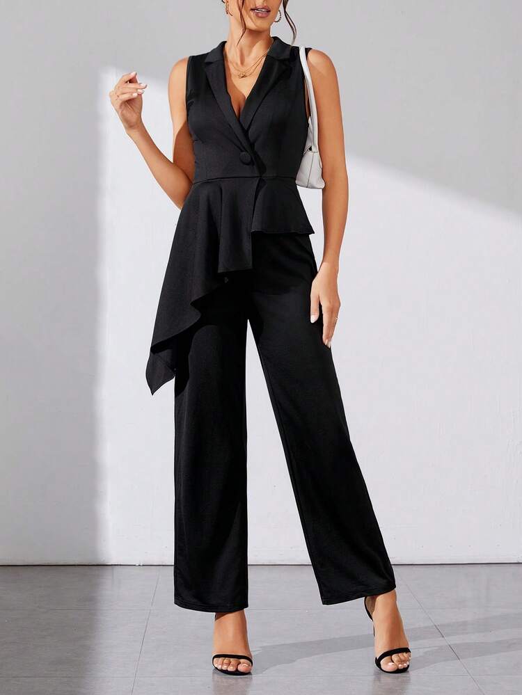 Women'S Ruffle Trim Sleeveless Jumpsuit