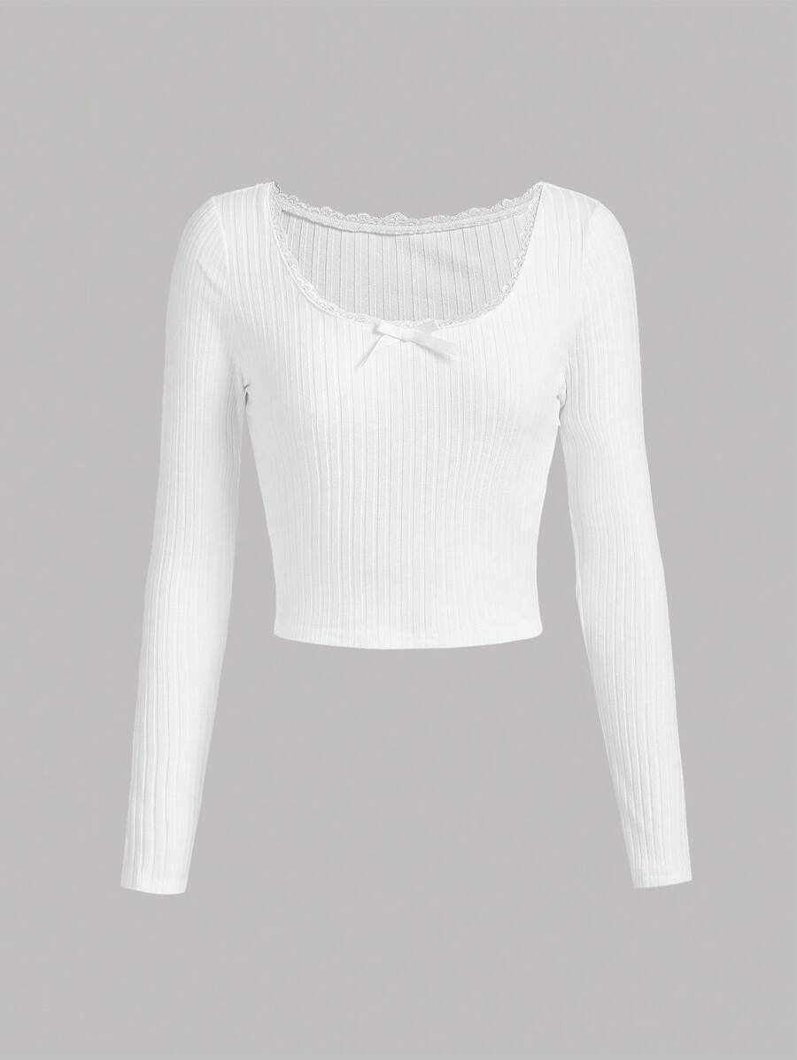 Teens Linen Striped & Cotton Rib T Shirt