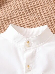 2入組嬰兒男童恐龍刺繡長袖t恤和牛仔洗水短褲 - 白色 - 查看 3