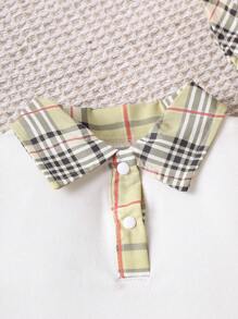 嬰兒男寶寶格紋紳士風優雅套裝 - 棕色 - 查看 5