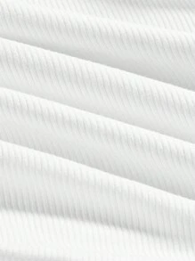 SHEIN MOD Women's Solid Color Off Shoulder Twist Fold T-Shirt - White - View 3