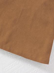 SHEIN 青少年女生用摩托車風格的灰色粗緯紋牛仔背帶裙，具有金屬扣細節 - 棕色 - 查看 6