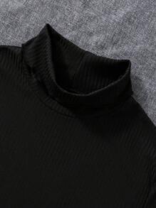 Tween 女孩純色立領休閒簡約 T 卹套裝,3 件 - 彩色 - 查看 3