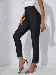 Allurite 純色高腰褲 - 黑色 - 查看 6